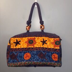 Sun & Sand Large Duffel/Carry On Canvas Bag Sea life Colorful Tropical Beaded